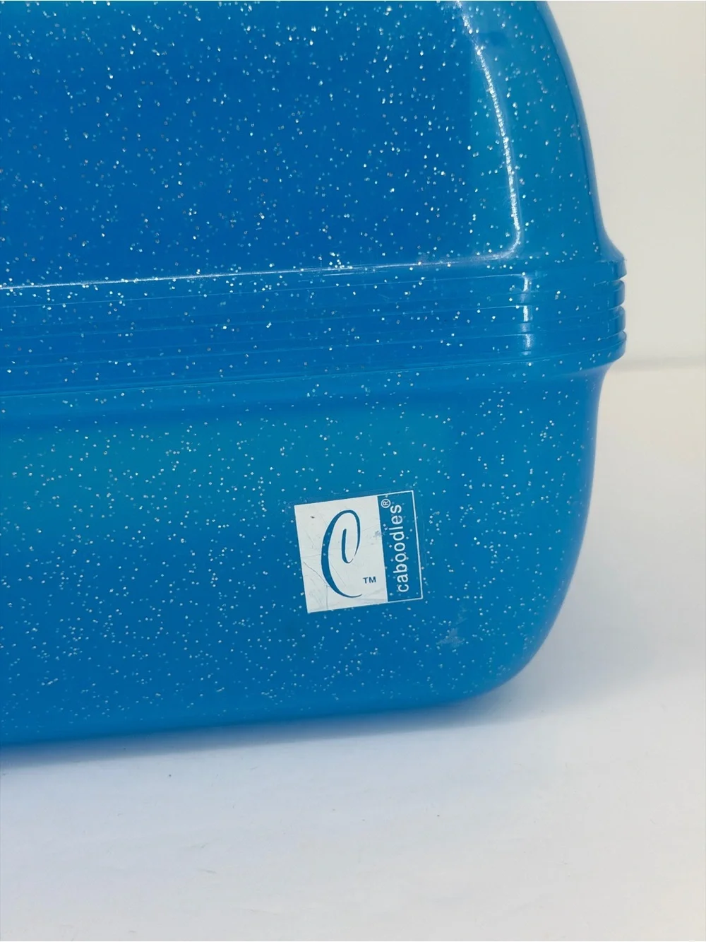 Caboodles Liquid Metallic 2622 Blue GLITTER Makeup Case Organizer Butterfly